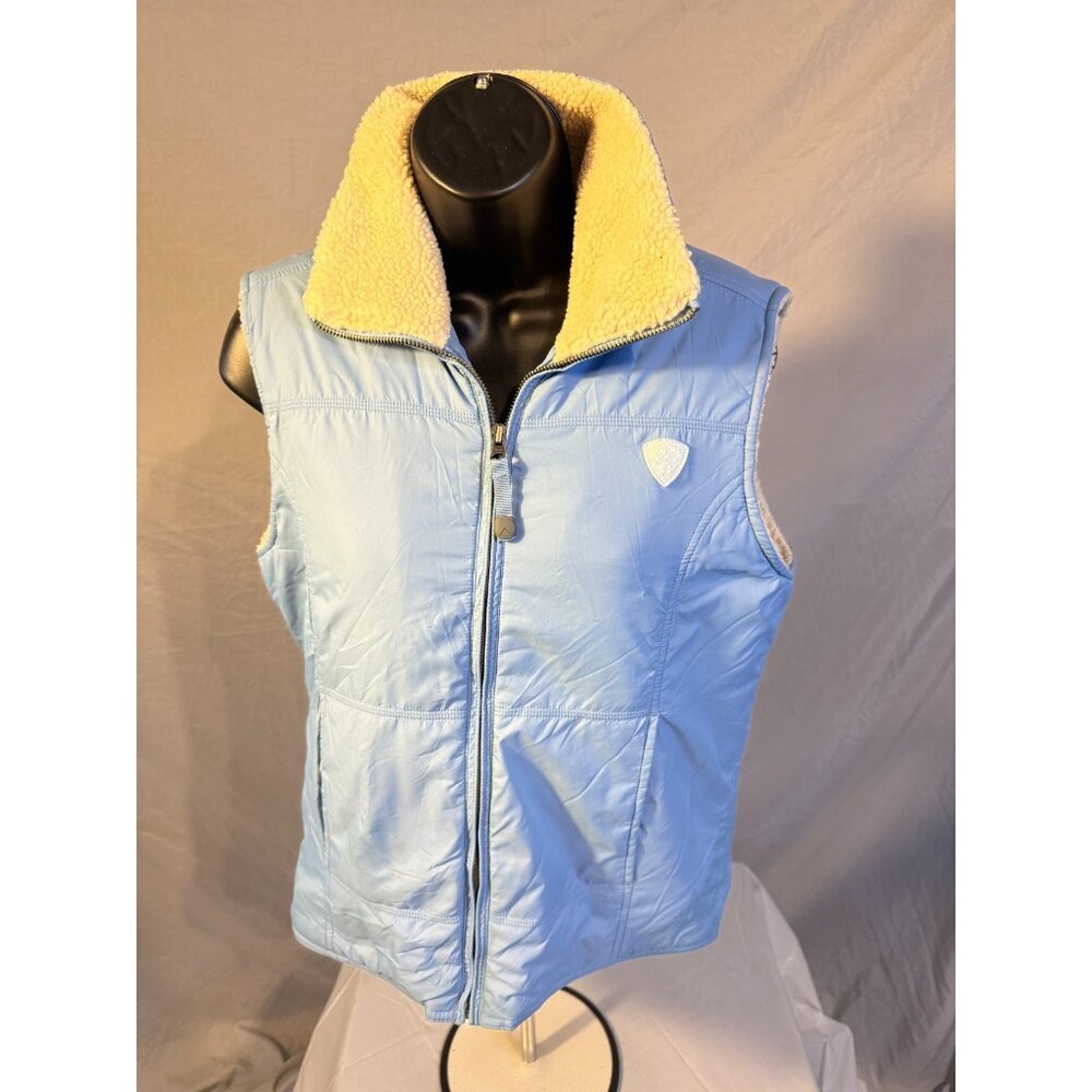 American Eagle Y2K Fleece Outdoors Sporty Vest Baby Blue Women’s Medium M Zip